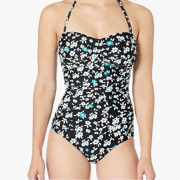 Anne Cole Other - Anne Cole One Piece Shirred Front Floral Bandeau Swimsuit Size 6